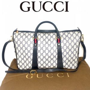 Authentic Gucci shoulder bag navy & gray c…